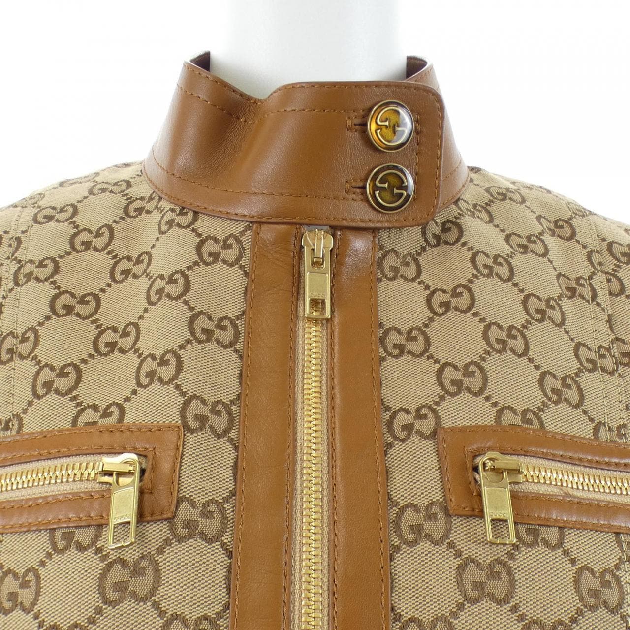 グッチ GUCCI レザー トリム GGキャンバス 681034 Z8AV6 ジャケット