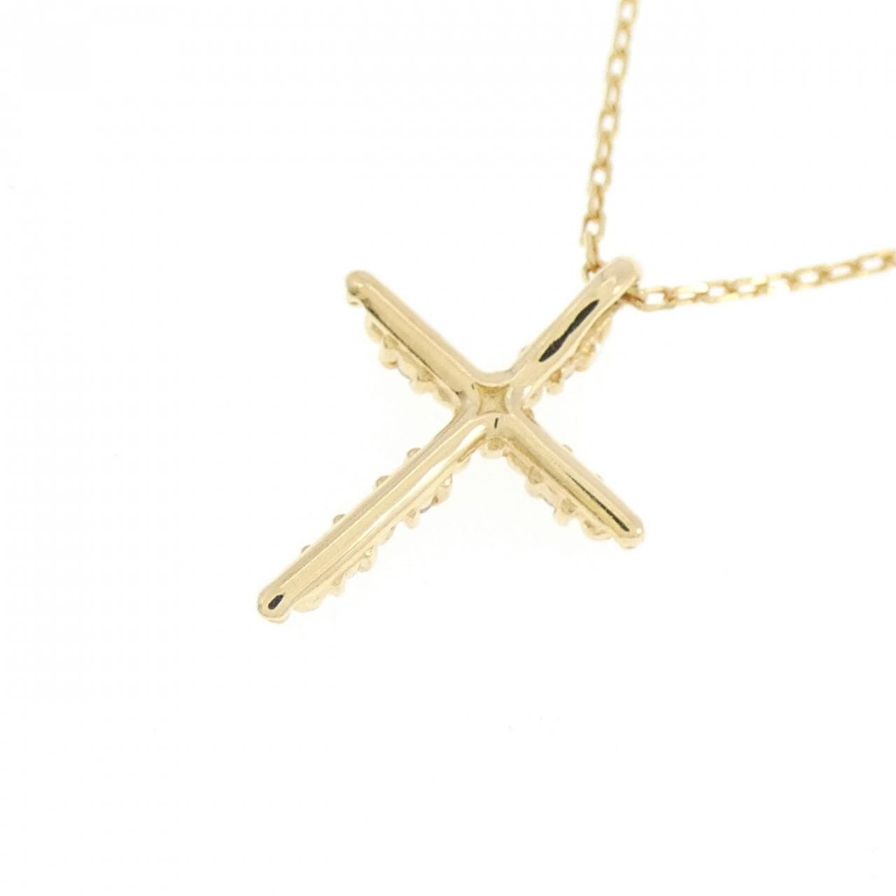 K18YG クロス ダイヤモンド ネックレス