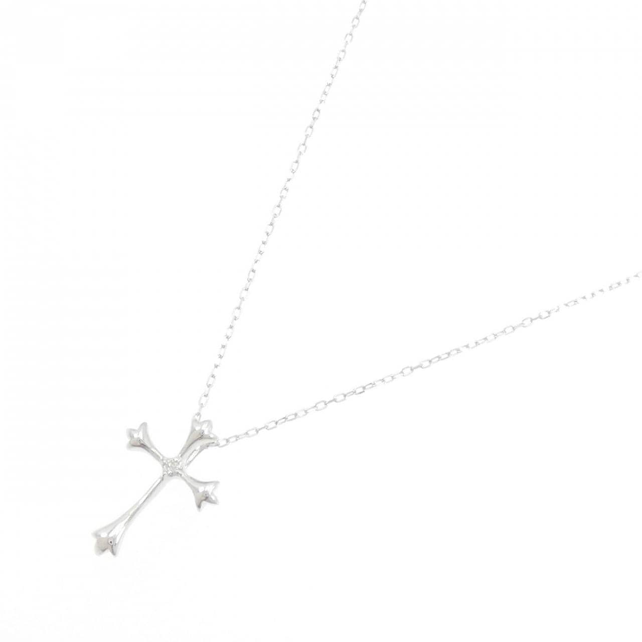 K10WG クロス ダイヤモンド ネックレス 0.01CT