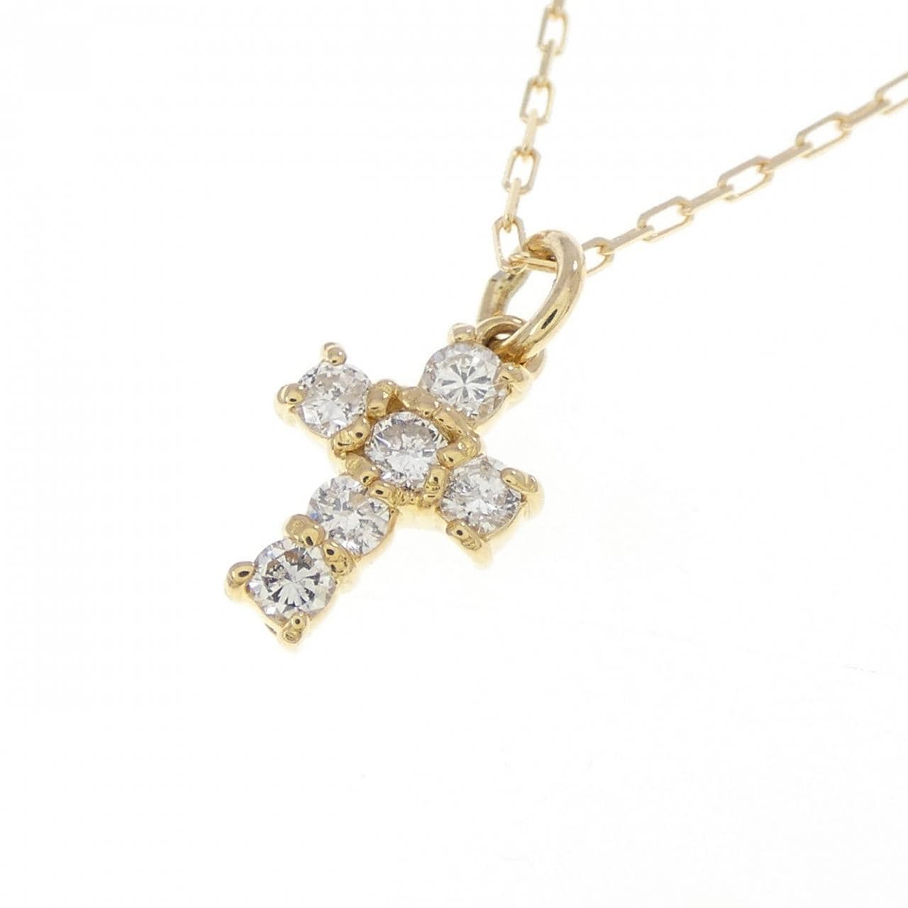 K18YG クロス ダイヤモンド ネックレス 0.15CT
