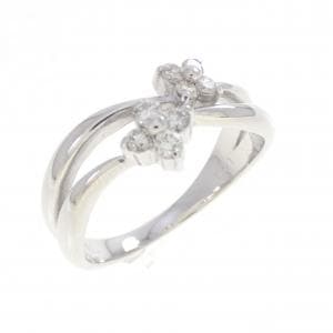K18WG フラワー ダイヤモンド リング 0.21CT