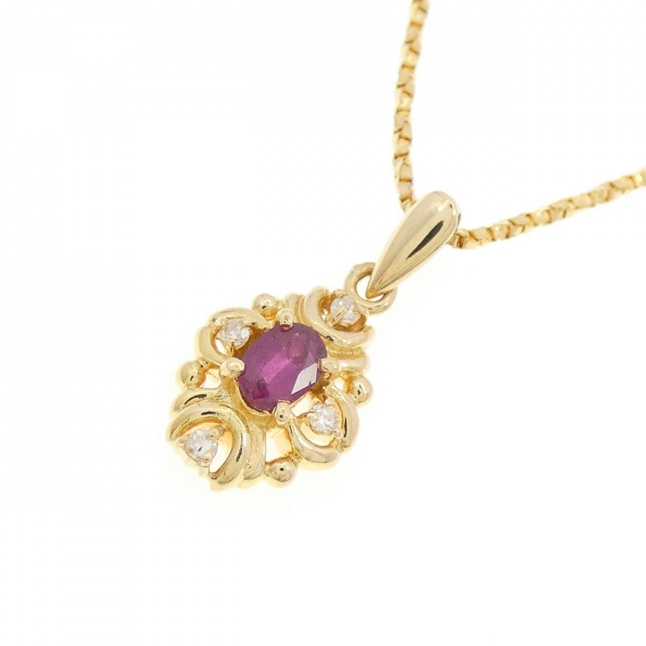 K18YG ruby necklace 0.21CT