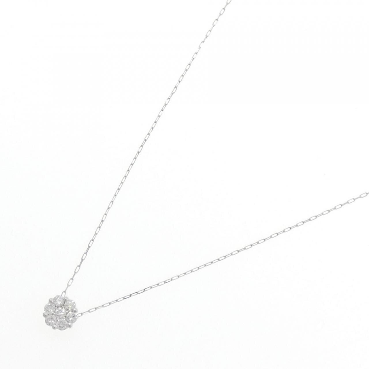 K18WG フラワー ダイヤモンド ネックレス 0.10CT