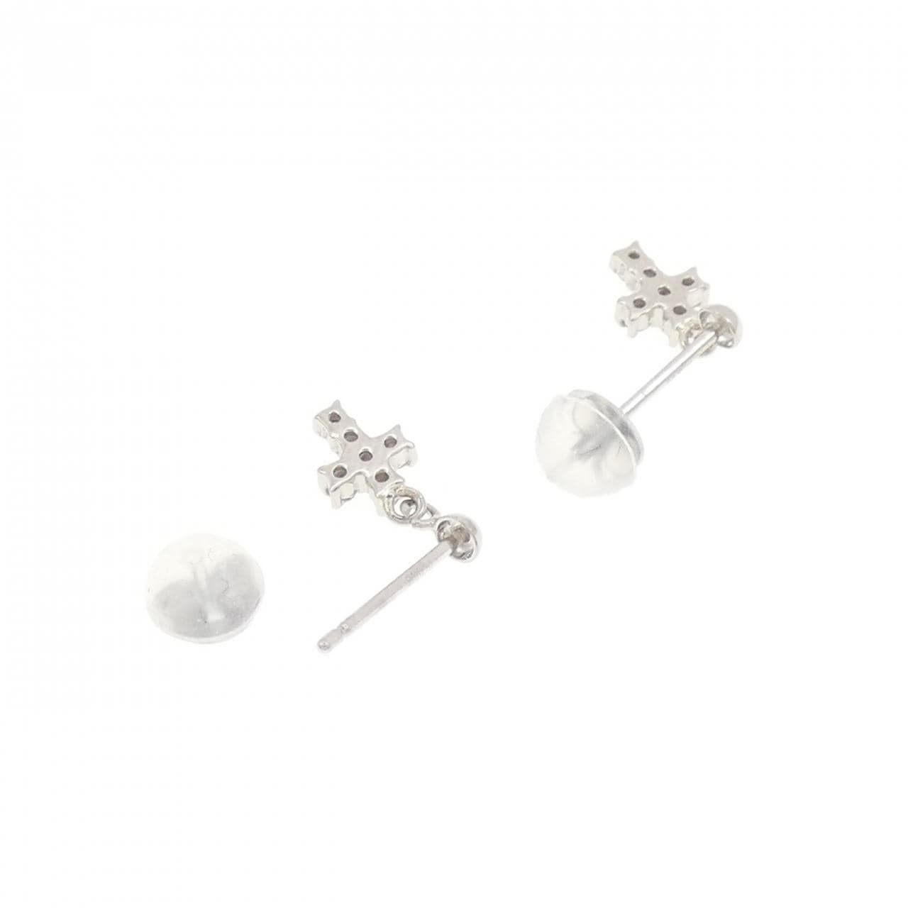 PT900 クロス ダイヤモンド ピアス 0.12CT