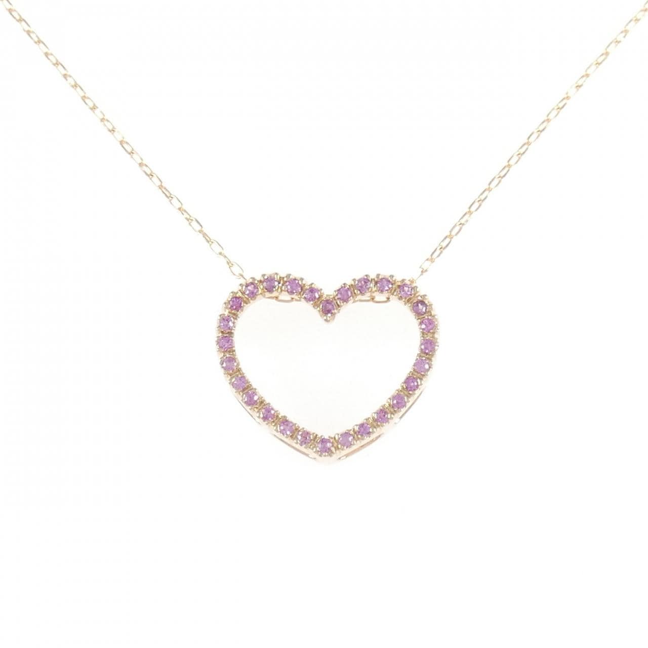 K18PG ハート サファイヤ ネックレス 0.28CT