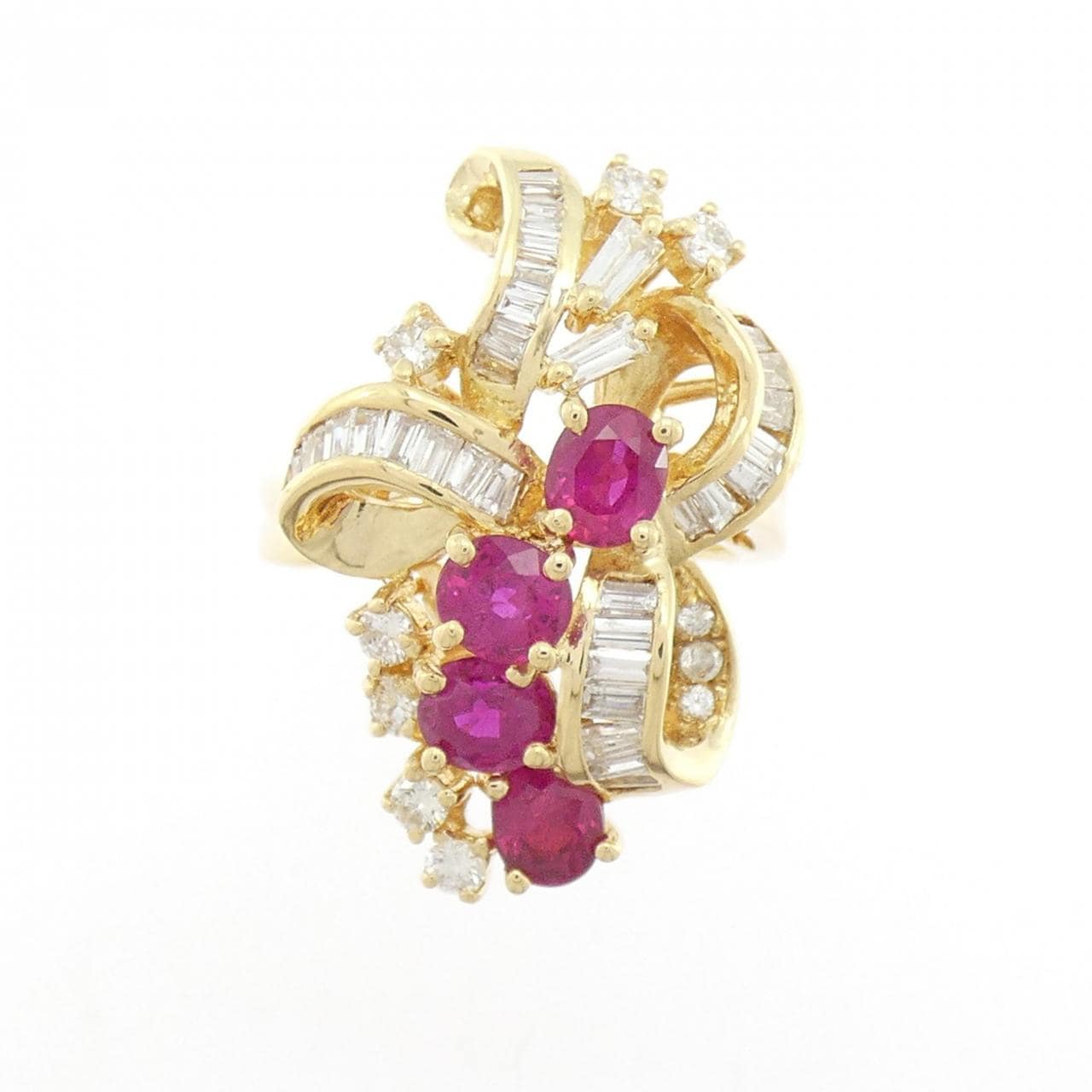 K18YG ルビー リング 2.02CT