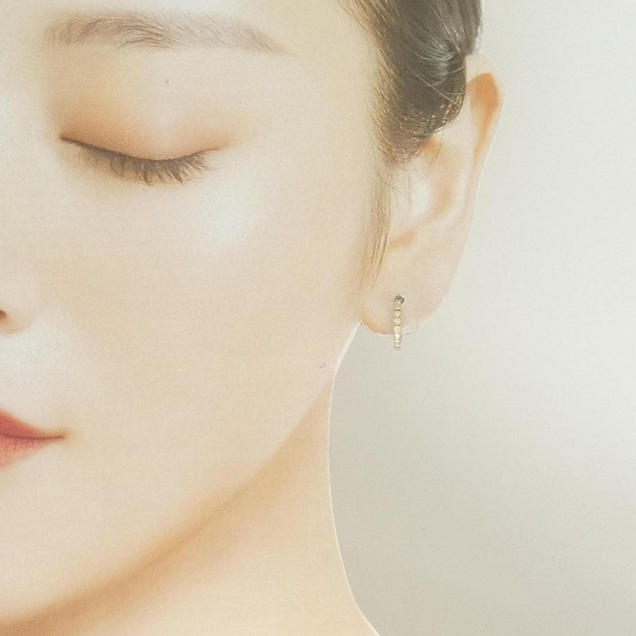 K18YG ダイヤモンド フープ ピアス 0.18CT