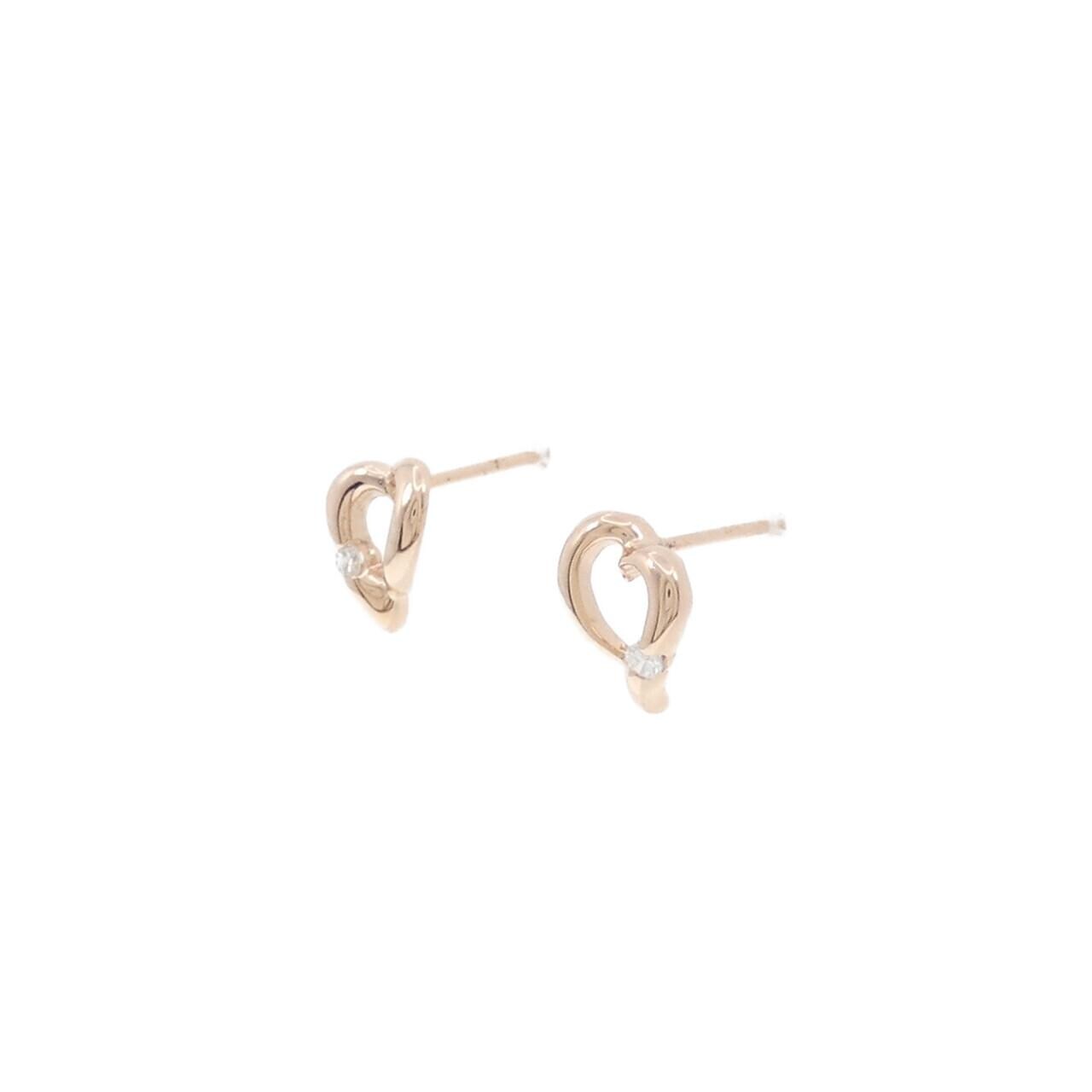 K14PG ハート ダイヤモンド ピアス 0.04CT