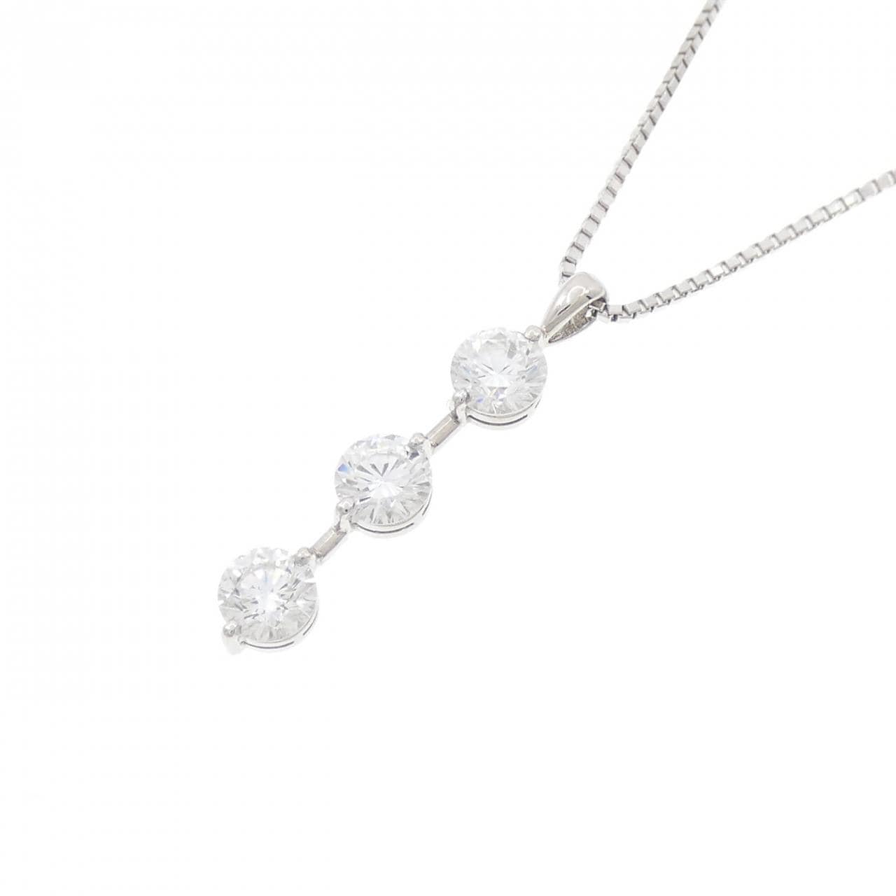 PT900/PT850 スリーストーン ダイヤモンド ネックレス 0.80CT