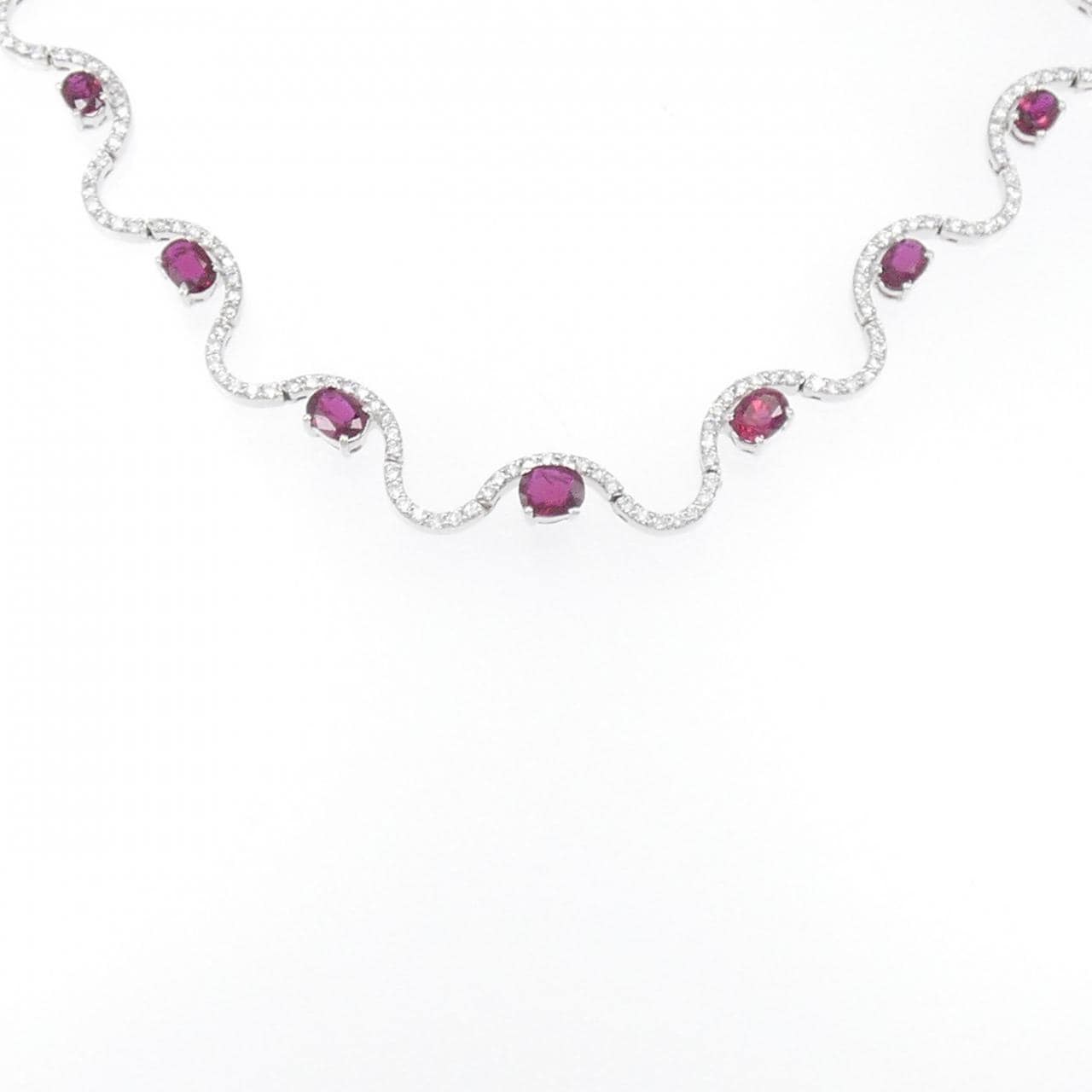 K18WG ルビー ネックレス 8.00CT