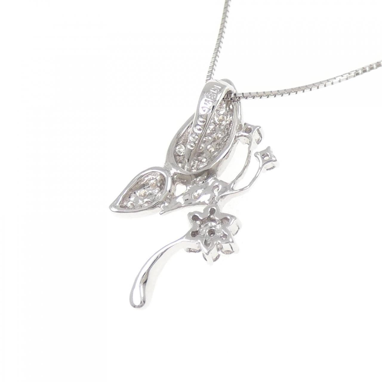 K18WG バタフライ ダイヤモンド ネックレス 0.50CT