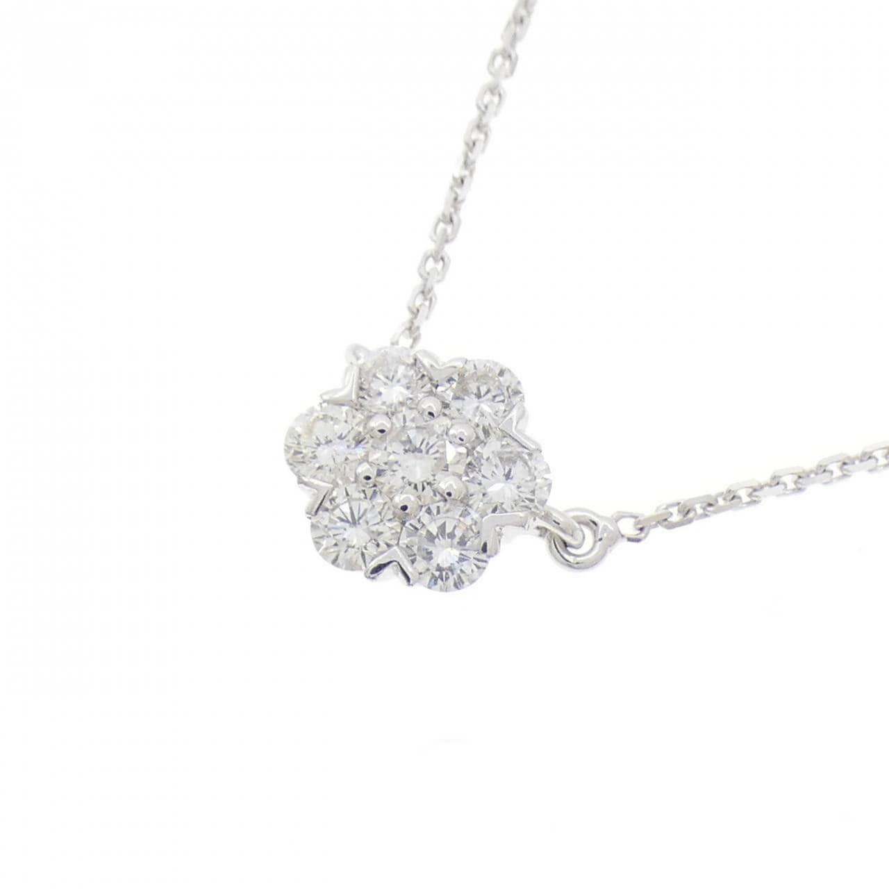 K18WG フラワー ダイヤモンド ネックレス 0.50CT