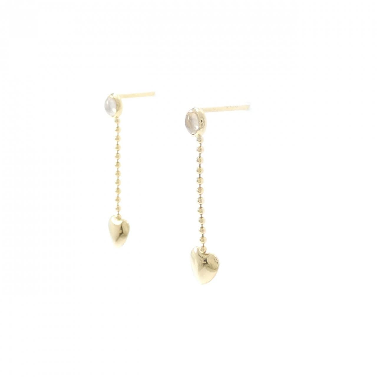 K18YG ハート ムーンストーン ピアス