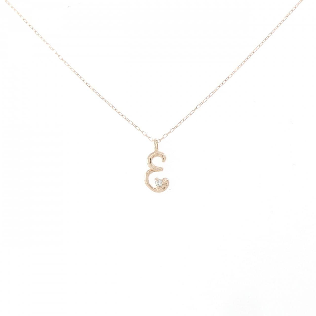 K10PG ダイヤモンド イニシャルE ネックレス 0.01CT