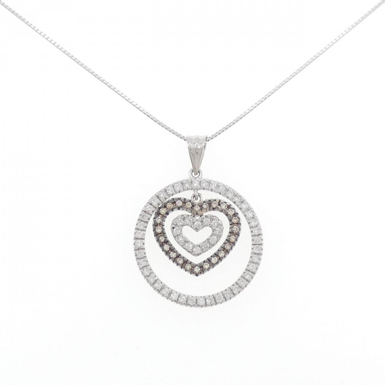 K18WG ハート ダイヤモンド ネックレス 0.60CT