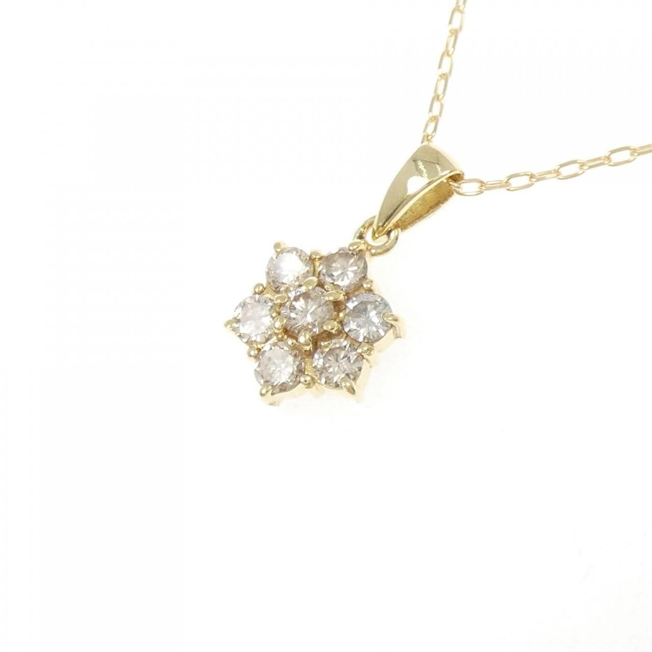 K18YG フラワー ダイヤモンド ネックレス 0.50CT