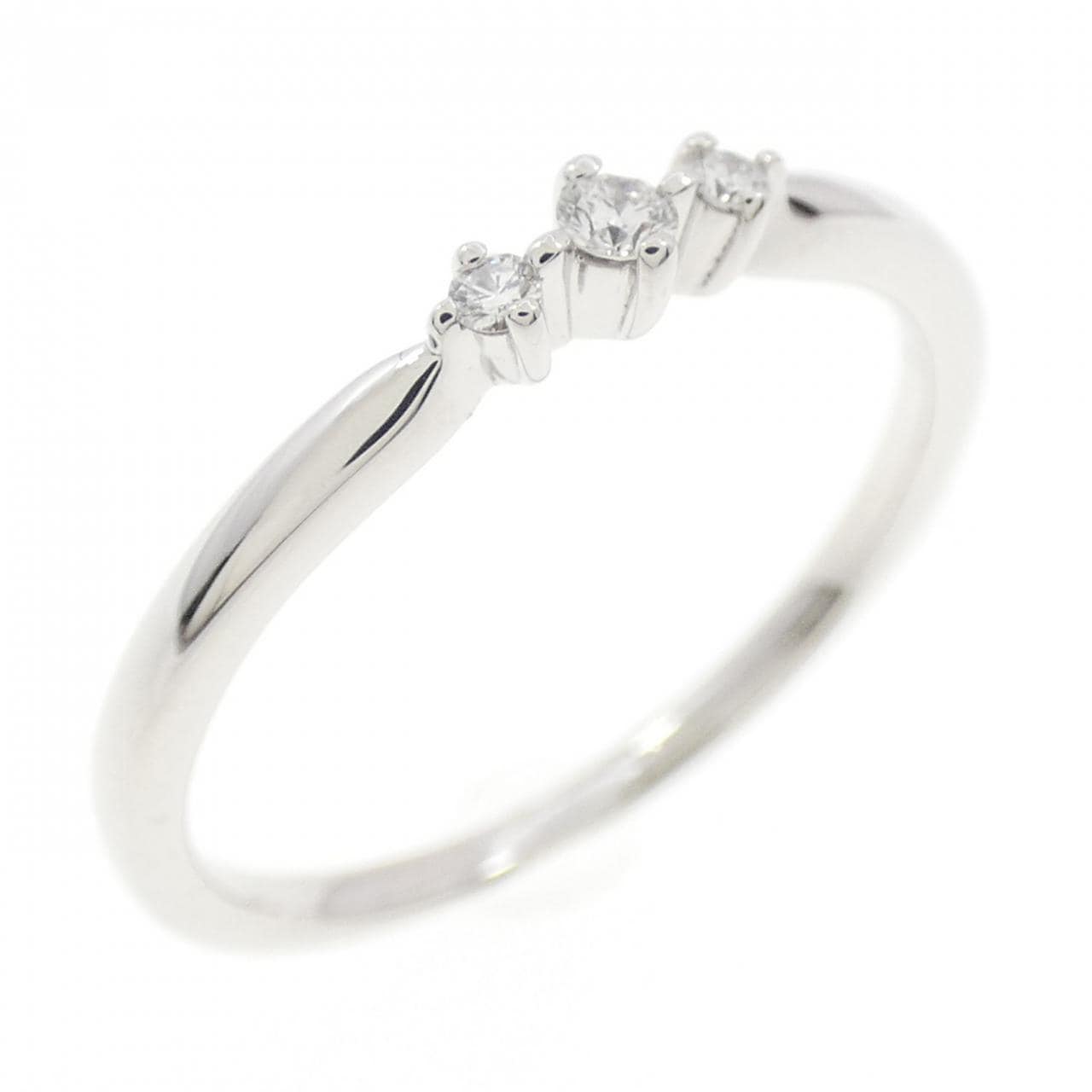 K18WG スリーストーン ダイヤモンド リング 0.05CT