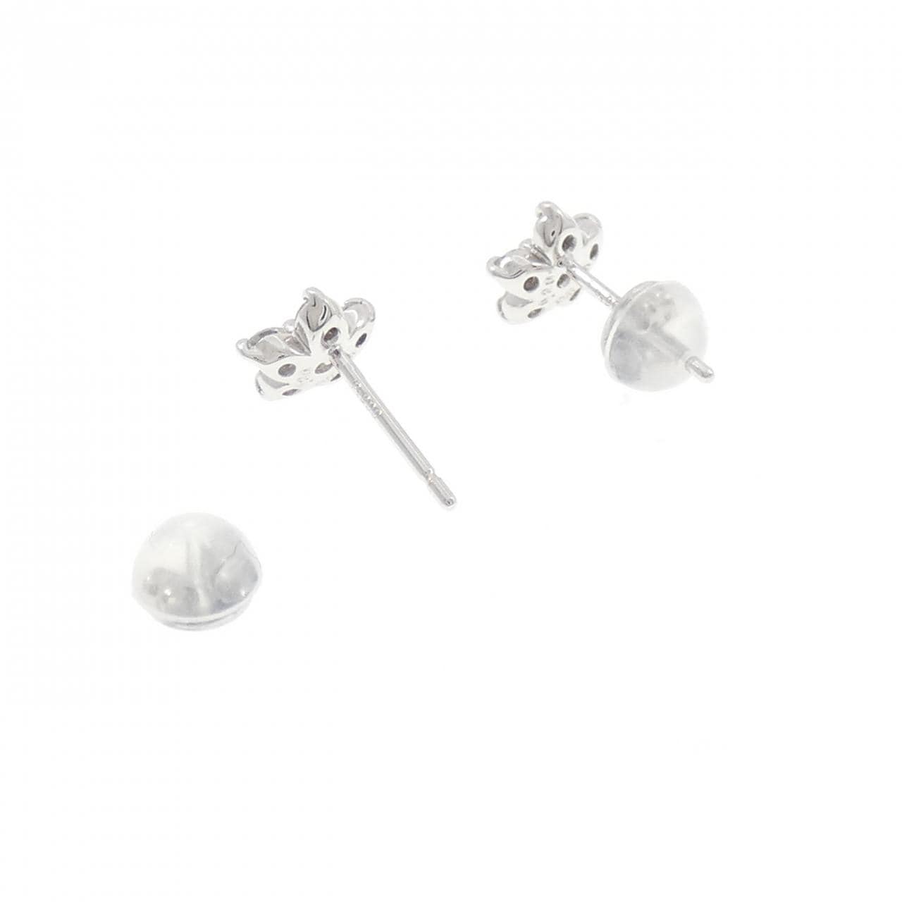 K18WG/PT900 フラワー ダイヤモンド ピアス 0.40CT
