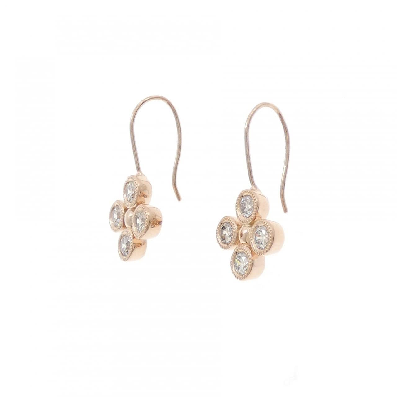 K14PG フラワー ダイヤモンド ピアス 0.97CT