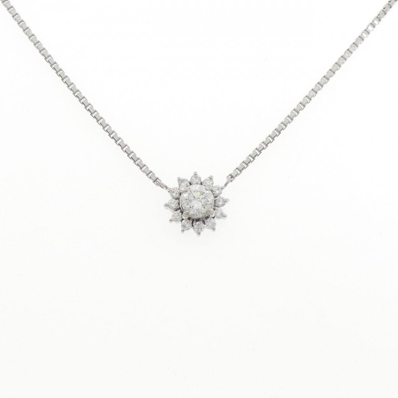 PT900/PT850 フラワー ダイヤモンド ネックレス 0.48CT