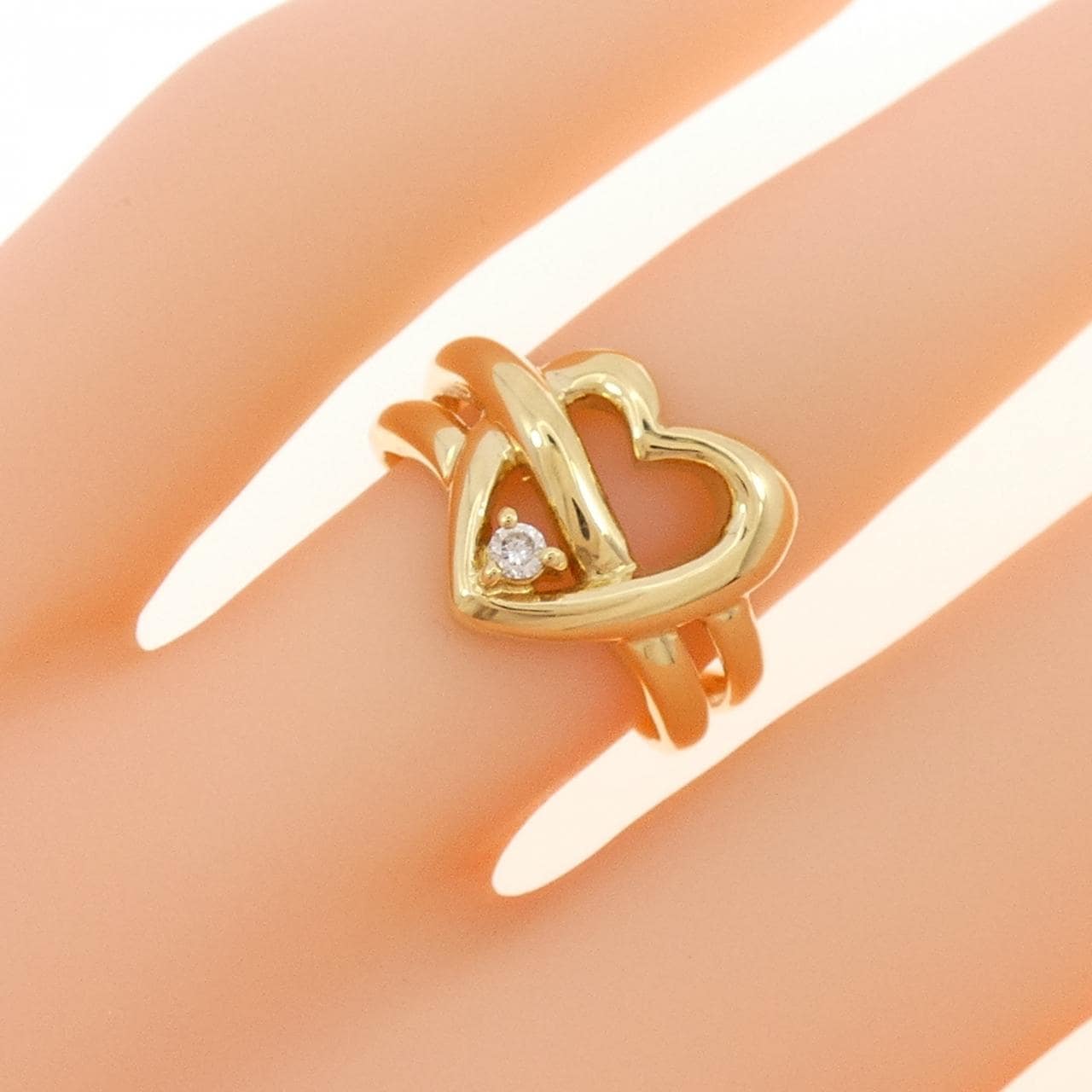 K18YG心形钻石戒指0.03CT