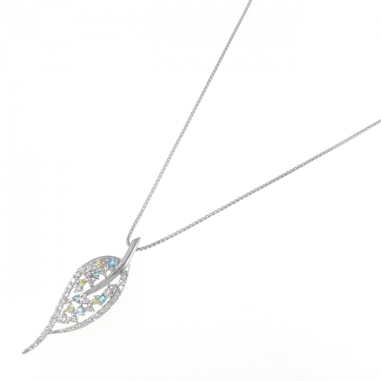 K18WG リーフ トルマリン ネックレス 0.14CT