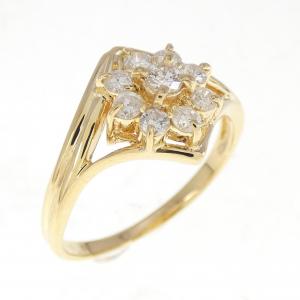 K18YG フラワー ダイヤモンド リング 0.30CT