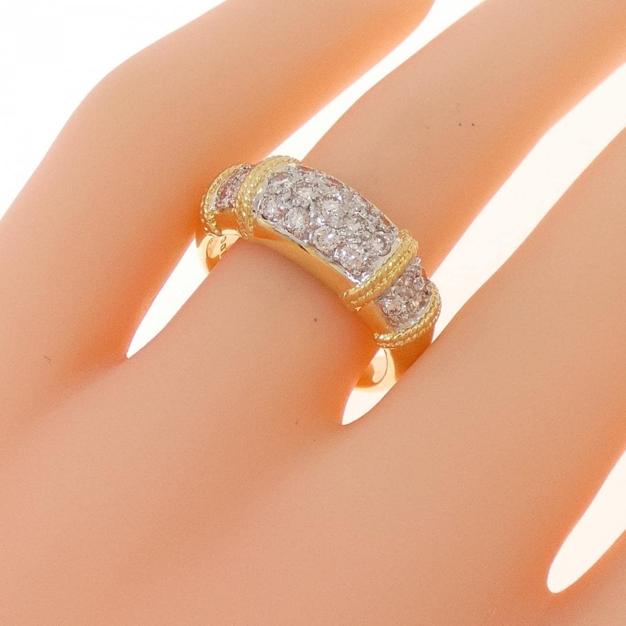 K18YG/K18WG パヴェ ダイヤモンド リング 0.60CT