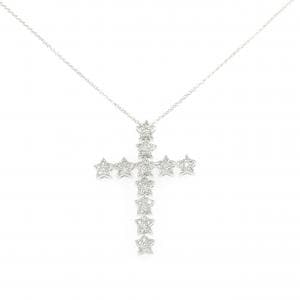 K18WG クロス×スター ダイヤモンド ネックレス 0.44CT