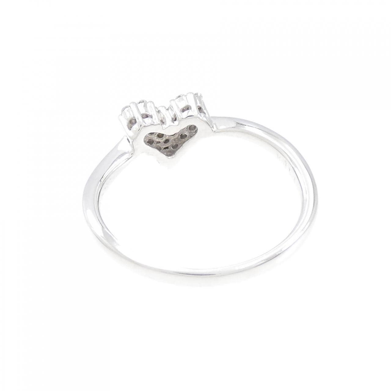 K18WG Pave Heart Diamond Ring 0.12CT