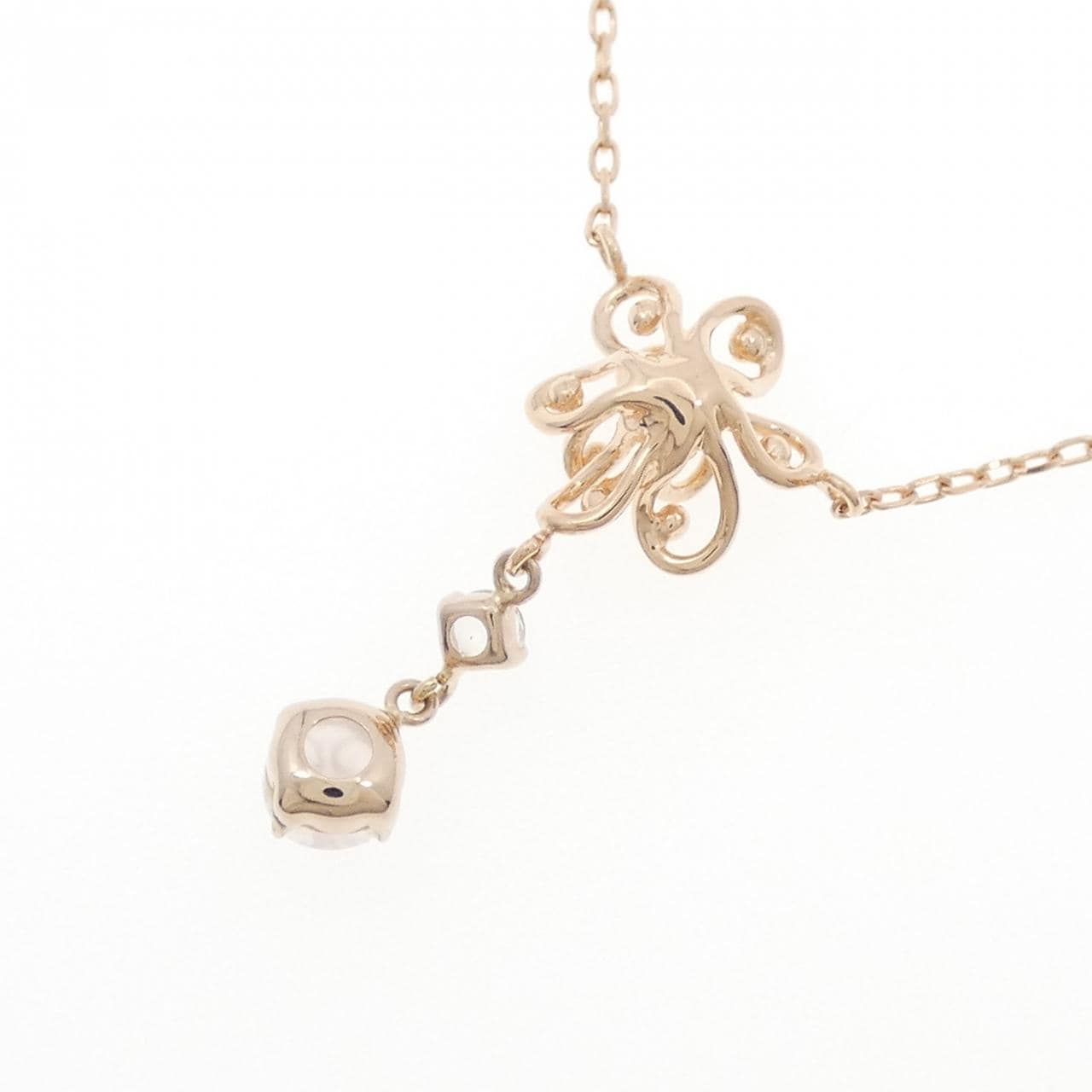 K10PG フラワー ムーンストーン ネックレス