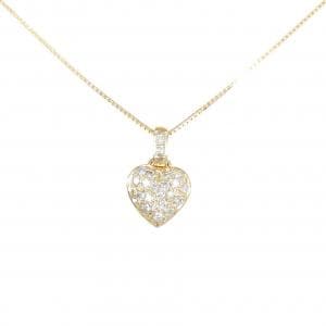 K18YG ハート パヴェ ダイヤモンド ネックレス 0.28CT