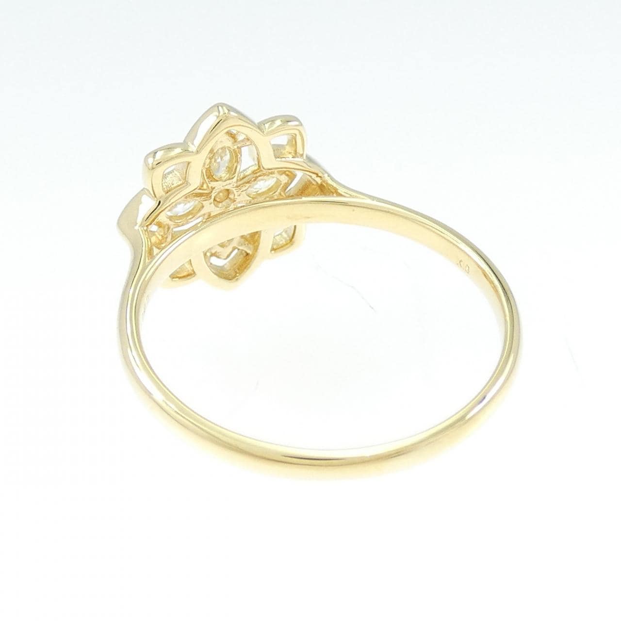【新品】K18YG フラワー ダイヤモンド リング 0.20CT