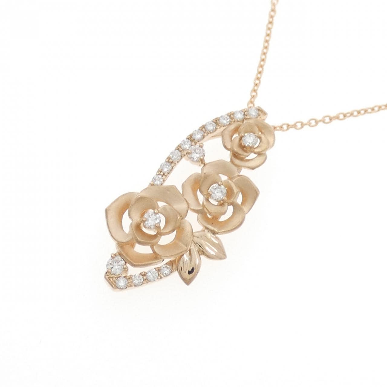 K18PG ローズ ダイヤモンド ネックレス 0.20CT