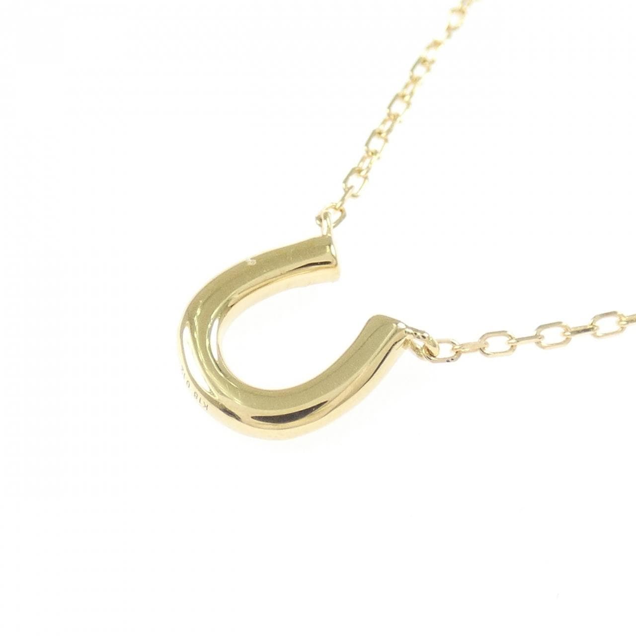 K18YG ホースシュー ダイヤモンド ネックレス 0.12CT