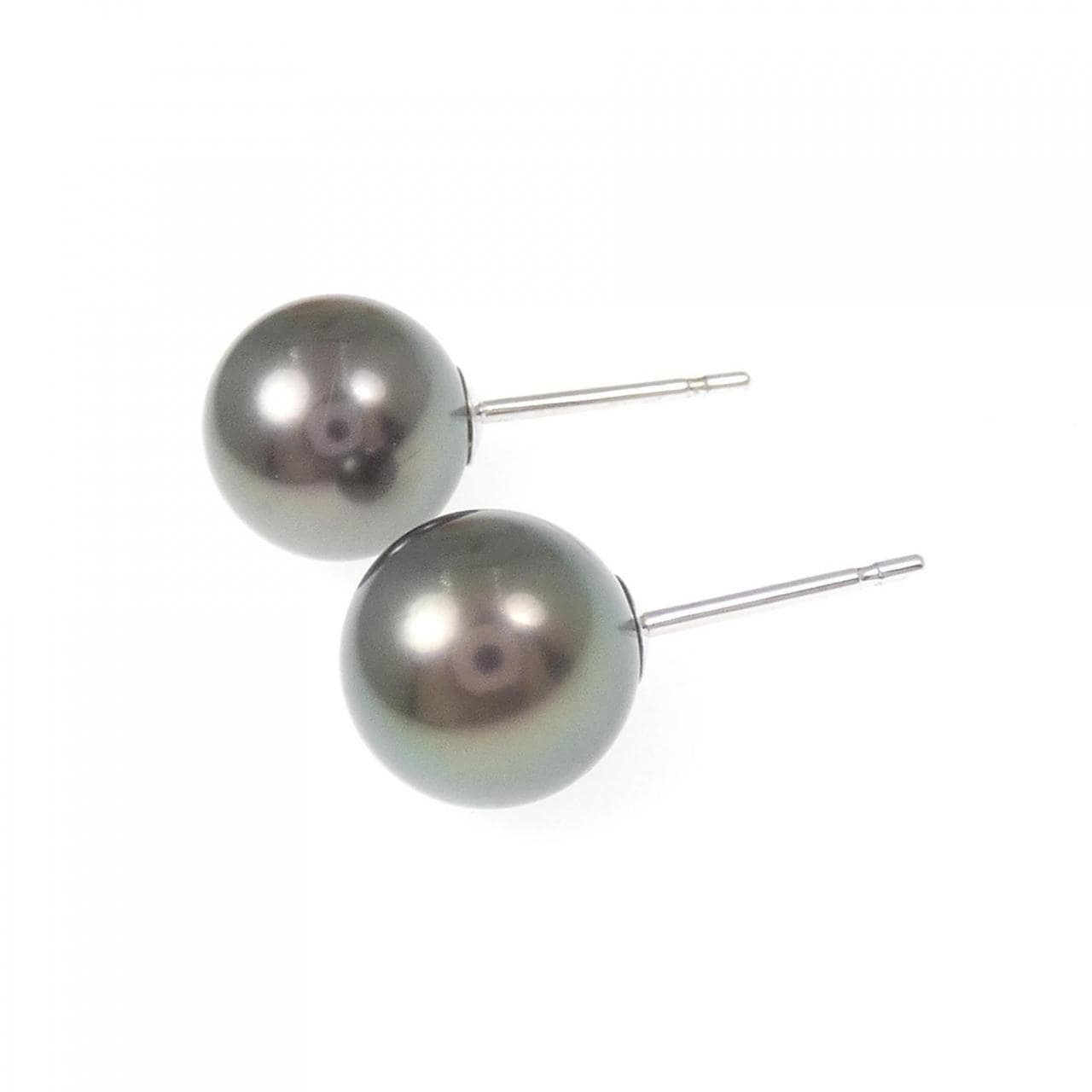 K14WG 黒蝶パール ピアス 9.6mm