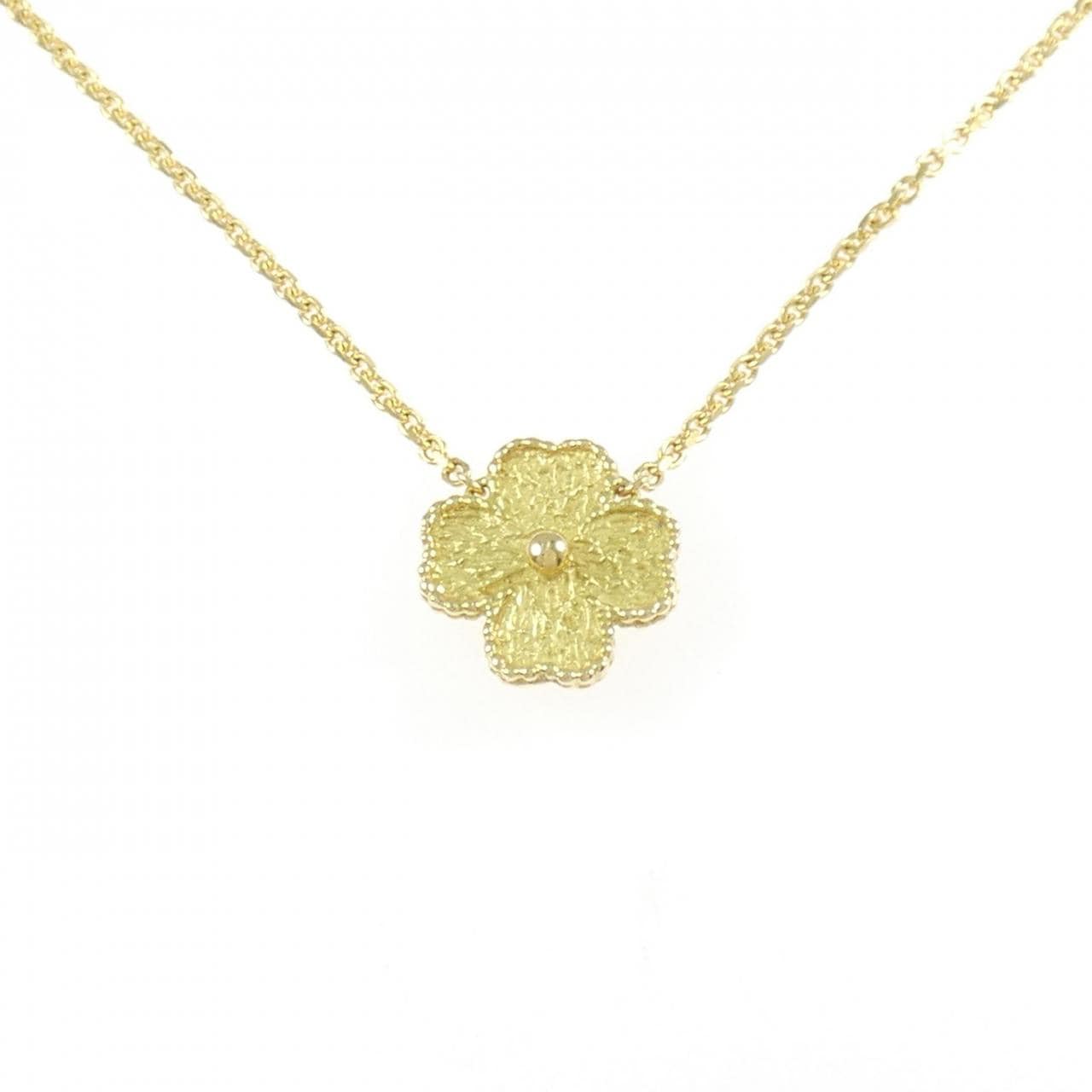 750YG フラワー ダイヤモンド ネックレス 0.12CT