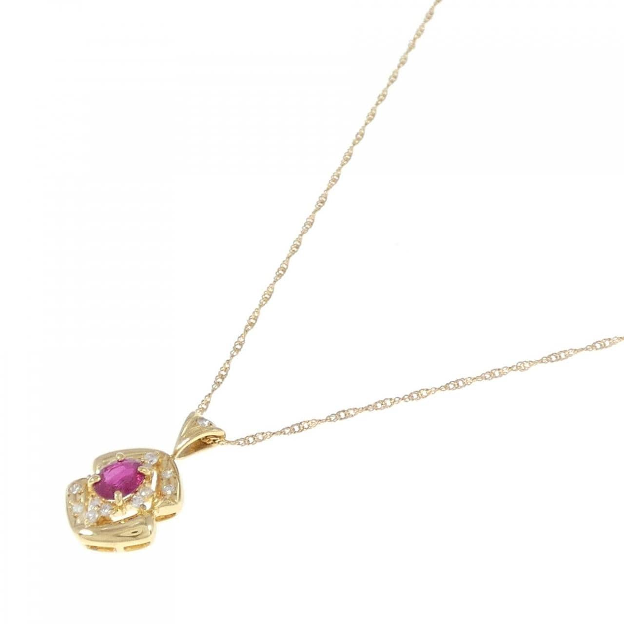 K18YG ruby necklace 0.43CT