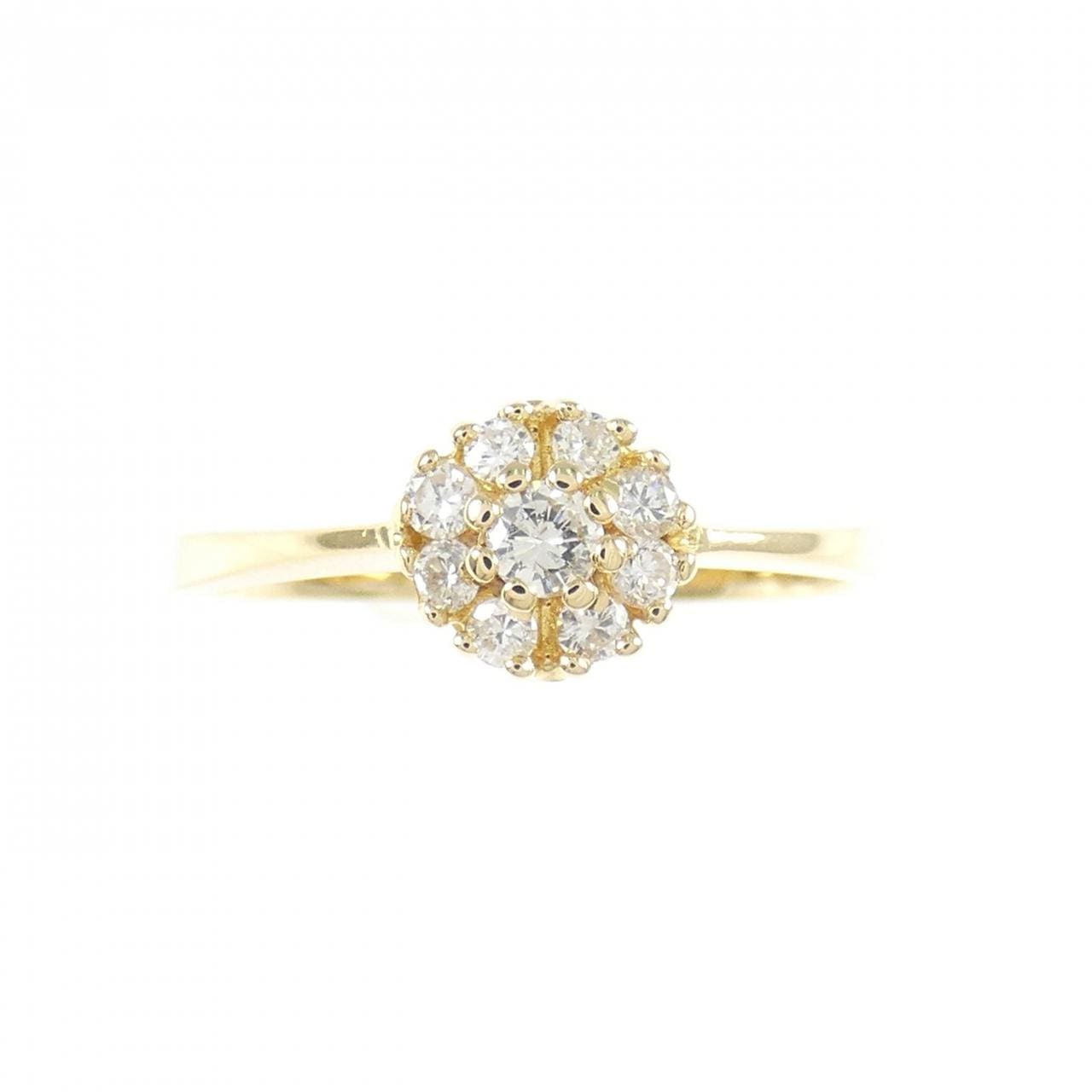 750YG フラワー ダイヤモンド リング 0.22CT
