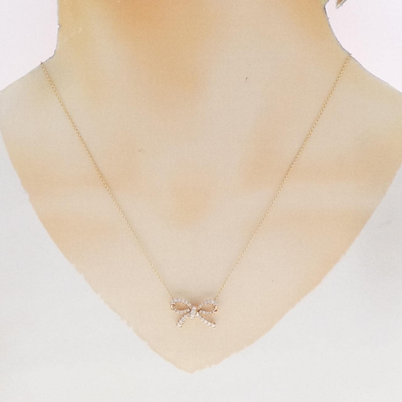 K18PG/K18YG リボン ダイヤモンド ネックレス 0.55CT