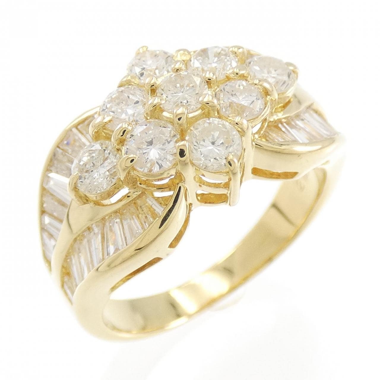 K18YG フラワー ダイヤモンド リング 2.05CT
