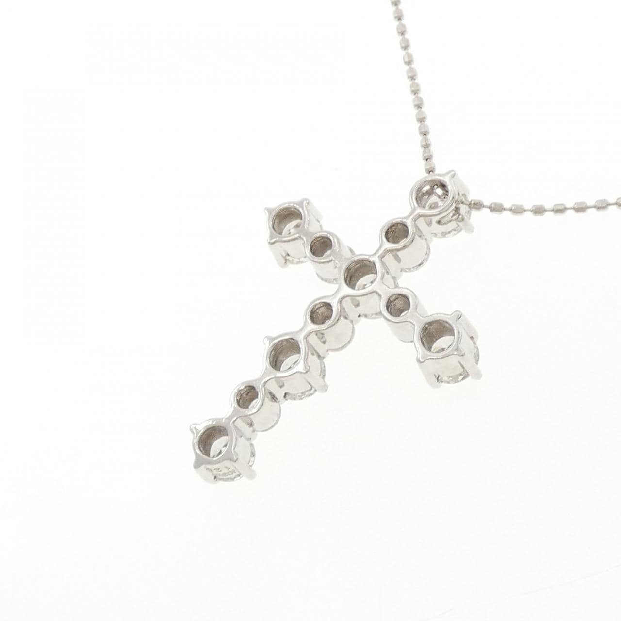 K18WG クロス ダイヤモンド ネックレス 1.25CT