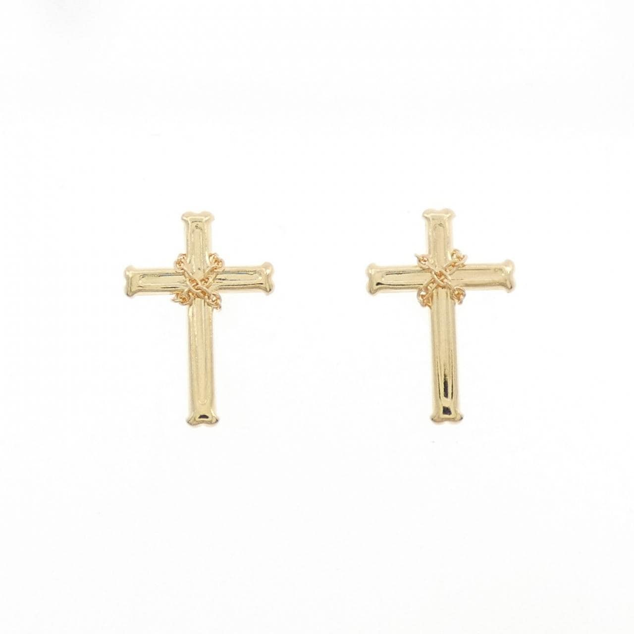 【新品】K18YG クロス ピアス