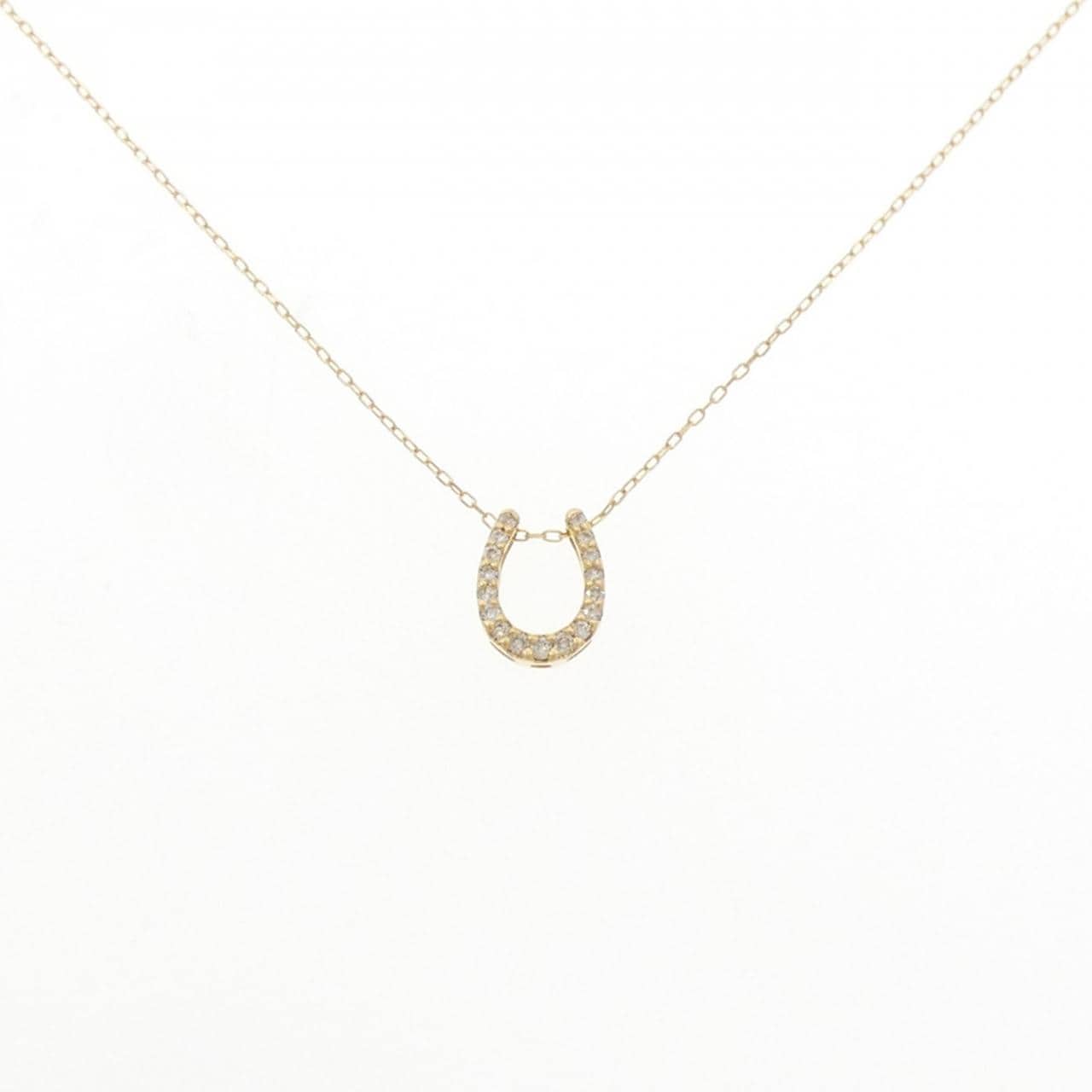 K18YG ホースシュー ダイヤモンド ネックレス 0.11CT