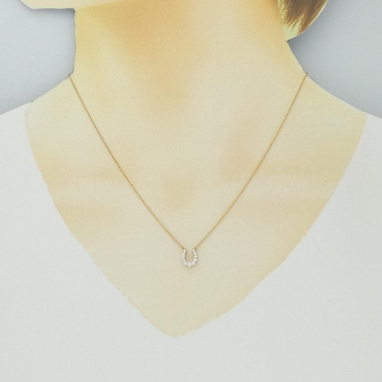 K18PG ホースシュー ダイヤモンド ネックレス 0.20CT