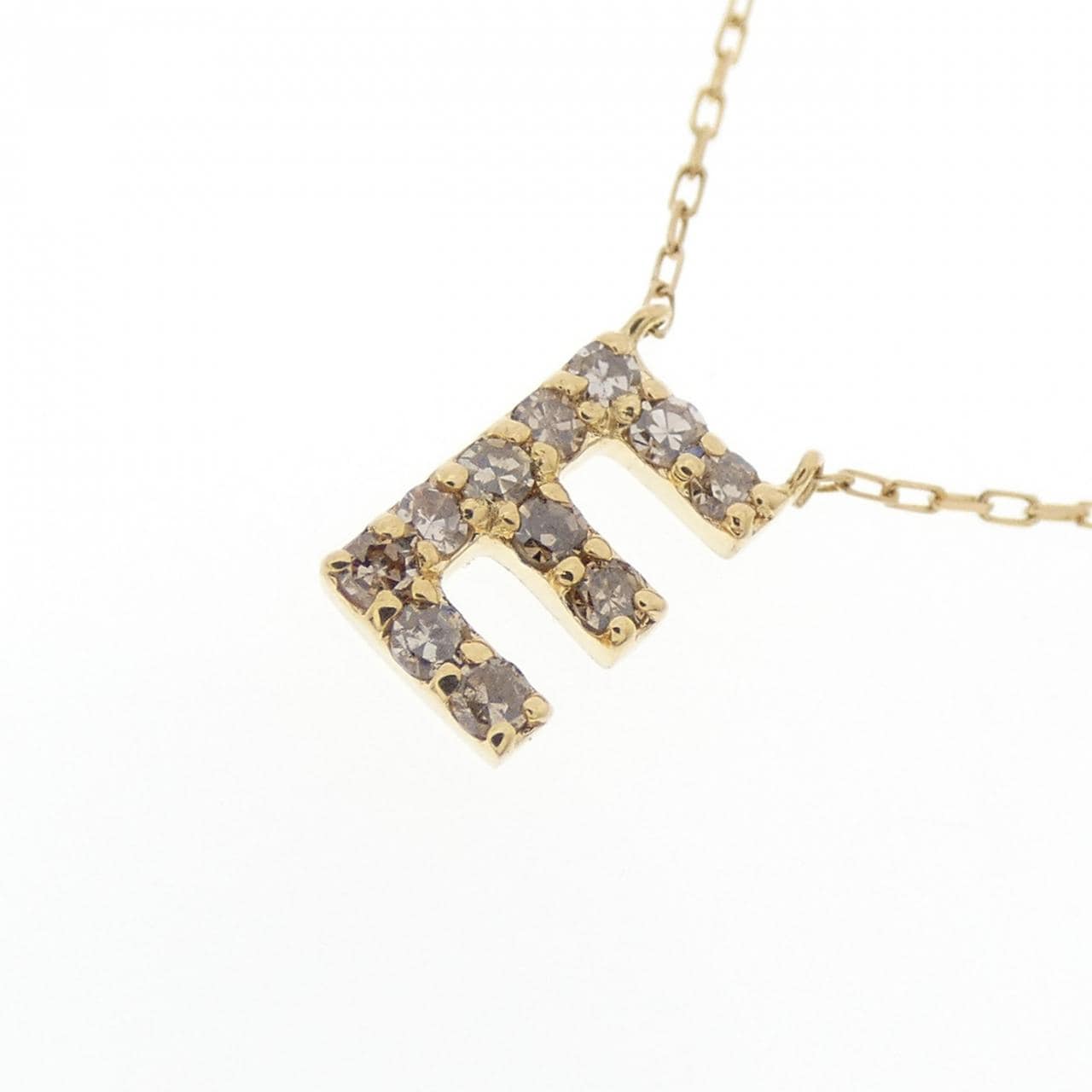 K18YG イニシャルE ダイヤモンド ネックレス 0.09CT