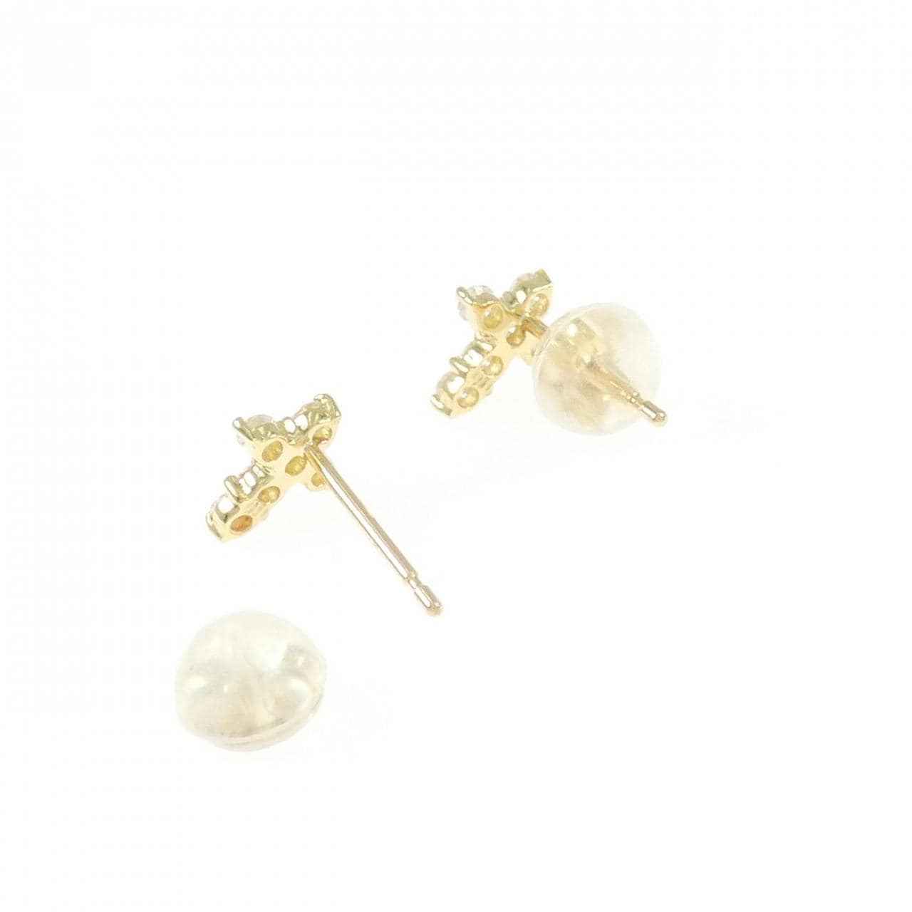 K18YG クロス ダイヤモンド ピアス 0.20CT