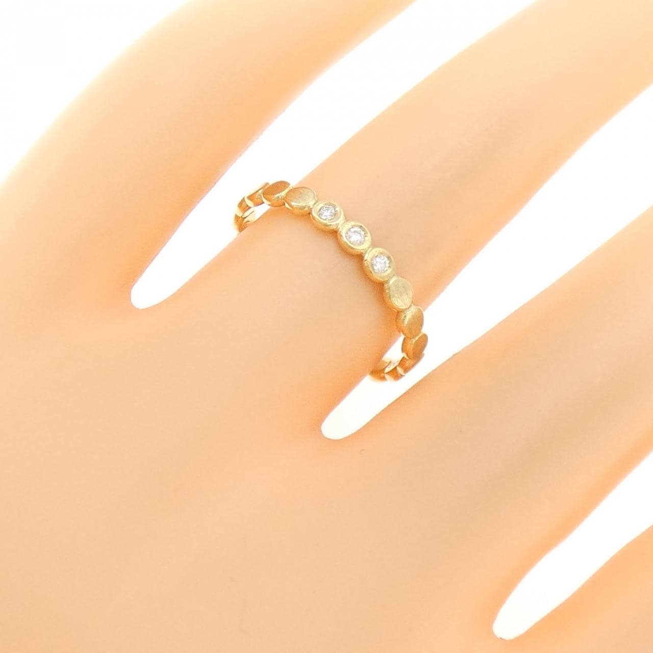 K18YG 三石鑽石戒指 0.03CT