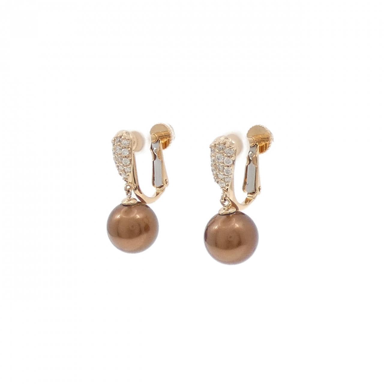 K18PG 黒蝶パール イヤリング 9.2mm