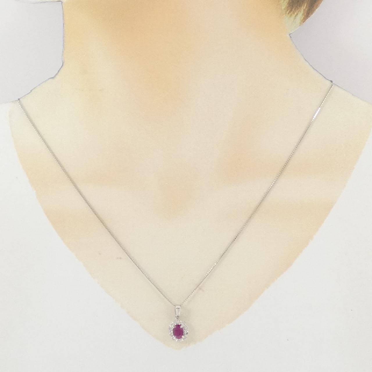 K18WG ルビー ネックレス 1.03CT
